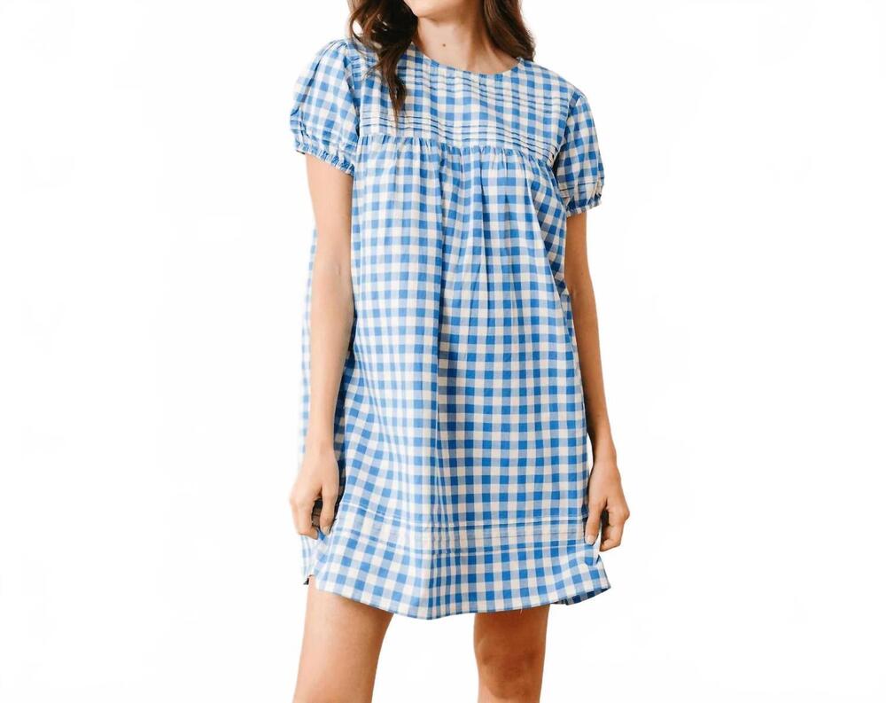 NEW SUNSHINE TIENDA penny mini dress in blue bay gingham